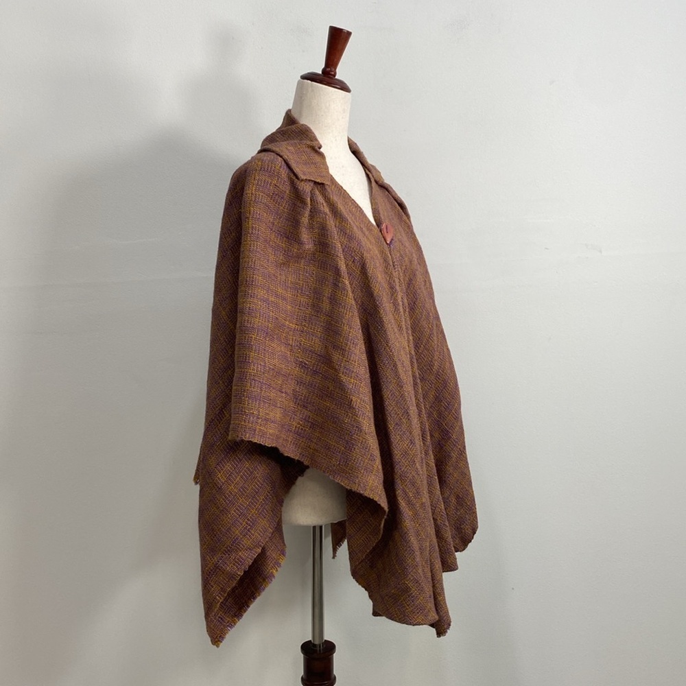 Bohemian Knit Poncho Cape Pleated Art to Wear Lagenlook One Size - Picture 3 of 7